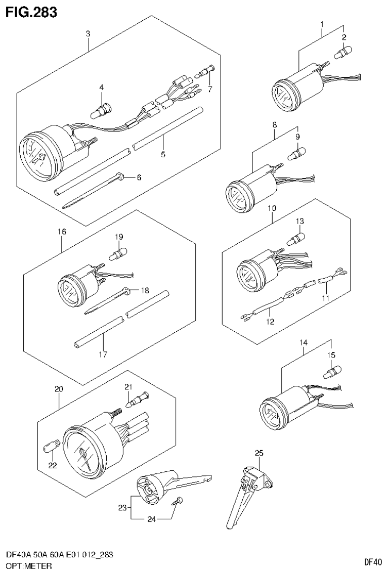 Suzuki DF40AST, DF50A, DF50ATH OPT:METER (DF60AQH E40) parts diagram